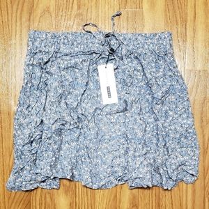 Womens floral smocked elastic mini skirt M